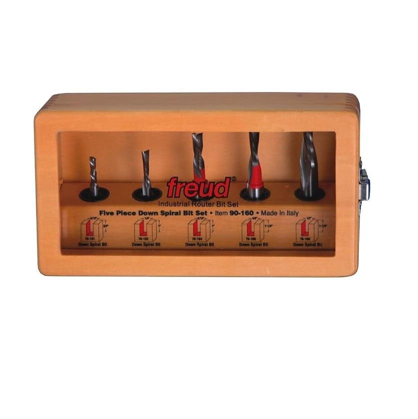 90-160 FREUD ROUTERBIT 5 PIECE DOWN SPIRAL SET