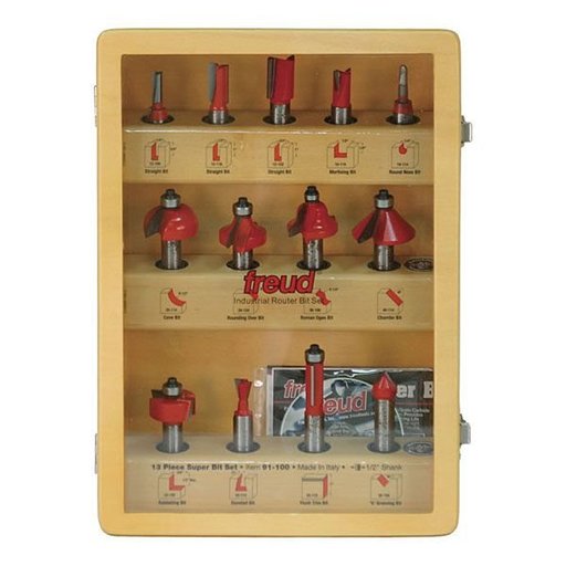 91-100 FREUD ROUTERBIT 13 Piece Super Router Bit Set - 1/2" Shank