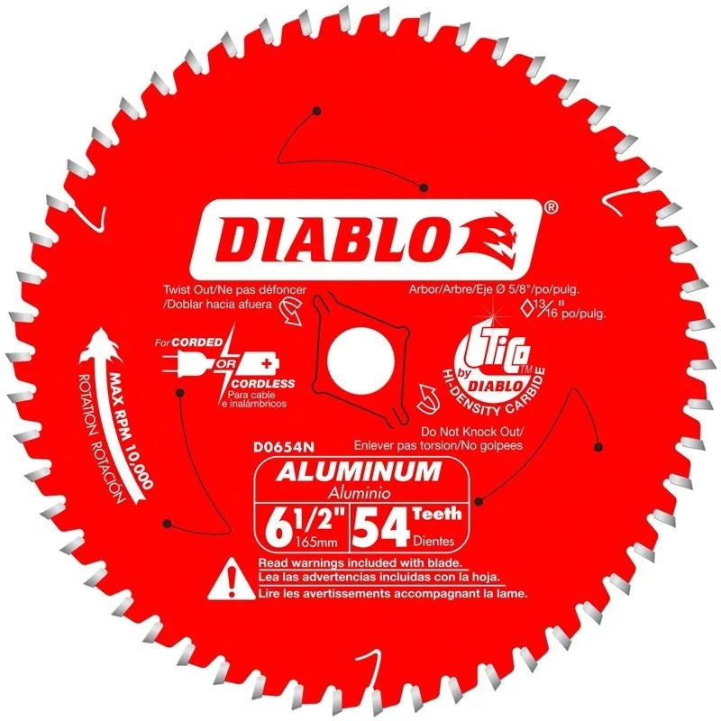 D0654NA FREUD SAWBLADE 6-1/2 Inch By 54 Tooth Aluminum Cutting Saw Blade