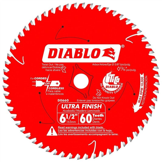 D0660A FREUD SAWBLADE 6-1/2" x 60 Tooth Ultra Finish Saw Blade