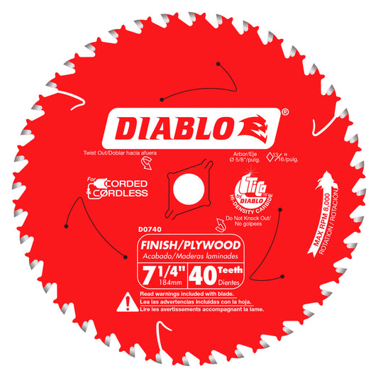 D0740A FREUD SAWBLADE 7-1/4 40 Tooth ATB Finishing Saw Blade with 5/8-Inch Arbor,