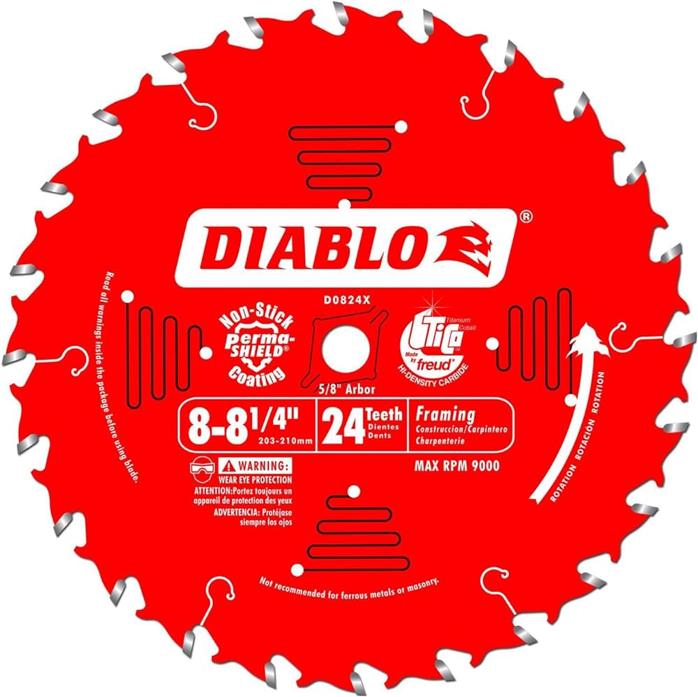 D0824X FREUD SAWBLADE 8-1/4-inch 24 Tooth ATB Thin Kerf Framing Saw Blades