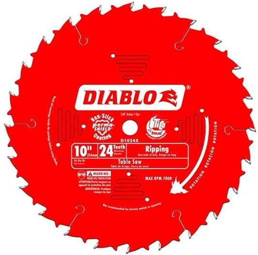 D1024X FREUD SAWBLADE 10" 24-Tooth ATB Ripping Saw Blade 5/8" Arbor