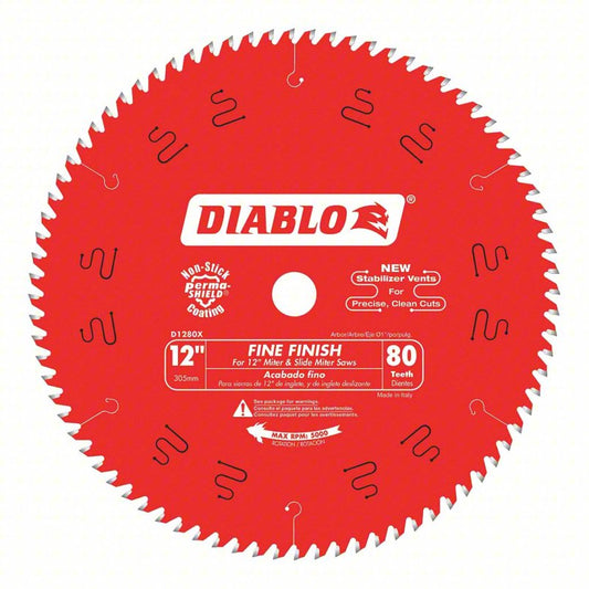 D1280X FREUD SAWBLADE 12-Inch 80 Tooth ATB Crosscutting Saw Blade with 1-Inch Arbor