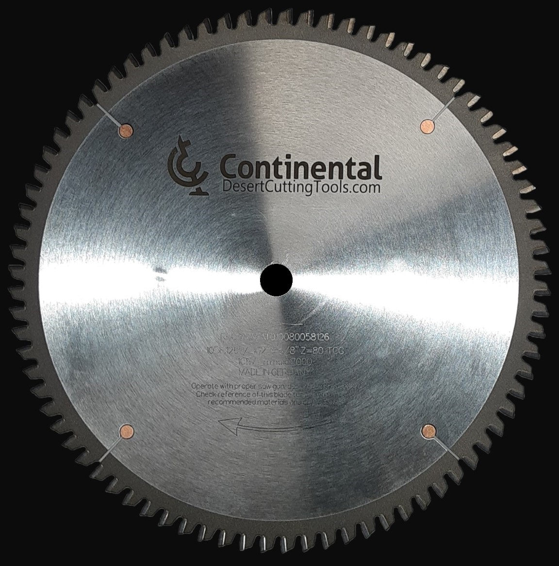 C-1080P Continental Saw Blade 10"x80 tooth 5/8" bore Triple Chip with Dub Raker