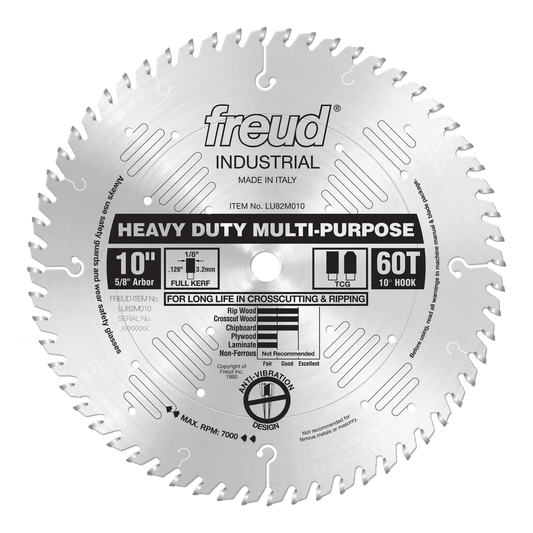 LU82M010 Heavy Duty Multi-Purpose 10" X 60 TOOTH X 5/8" Bore TCG CT Freud Sawblade
